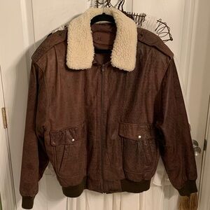 Leather bomber jacket